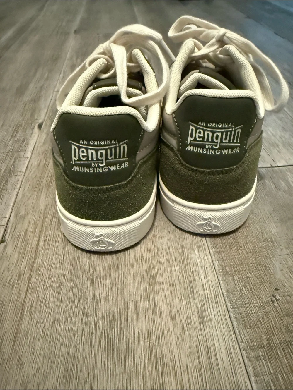 Original Penguin Olive and Cream Low-Top Lace-Up Sneakers